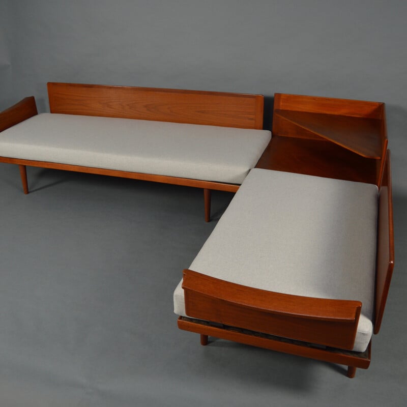 Set of 2 Gustav Bahus sofas and table in teak, KINDT-LARSEN - 1960s