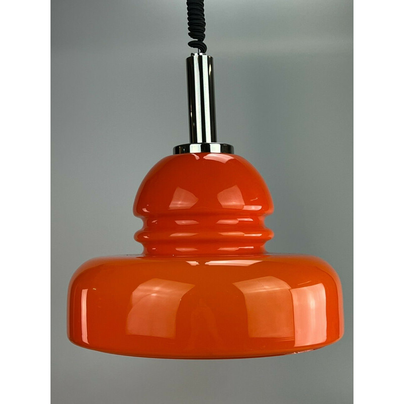 Vintage hanglamp van chroom en glas, 1960-1970