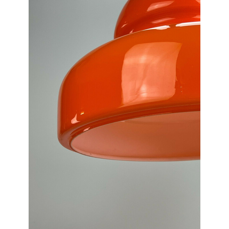 Vintage hanglamp van chroom en glas, 1960-1970