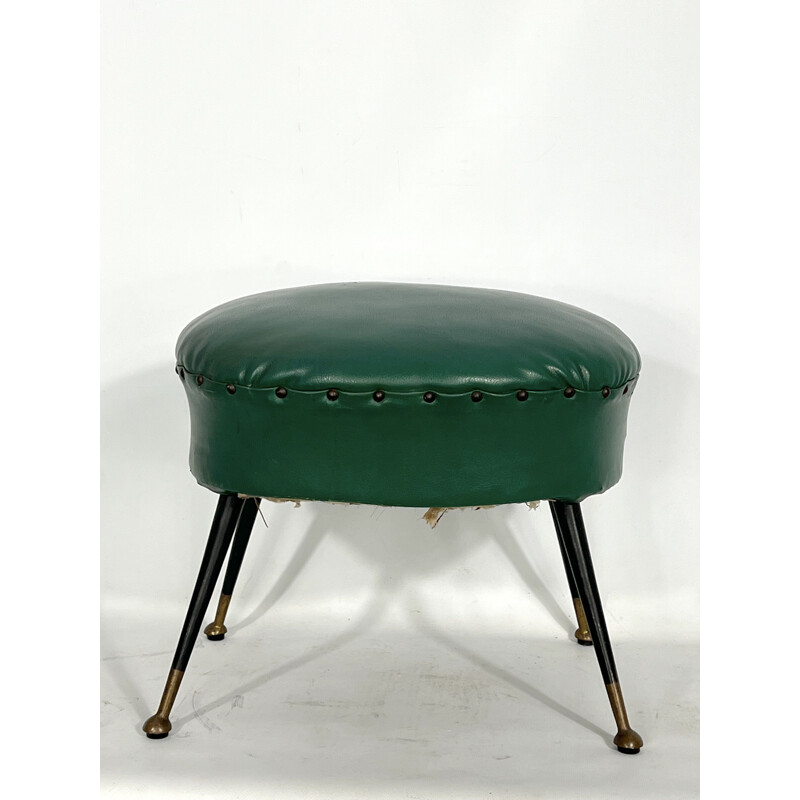 Vintage pouffe italiana em pele, 1950