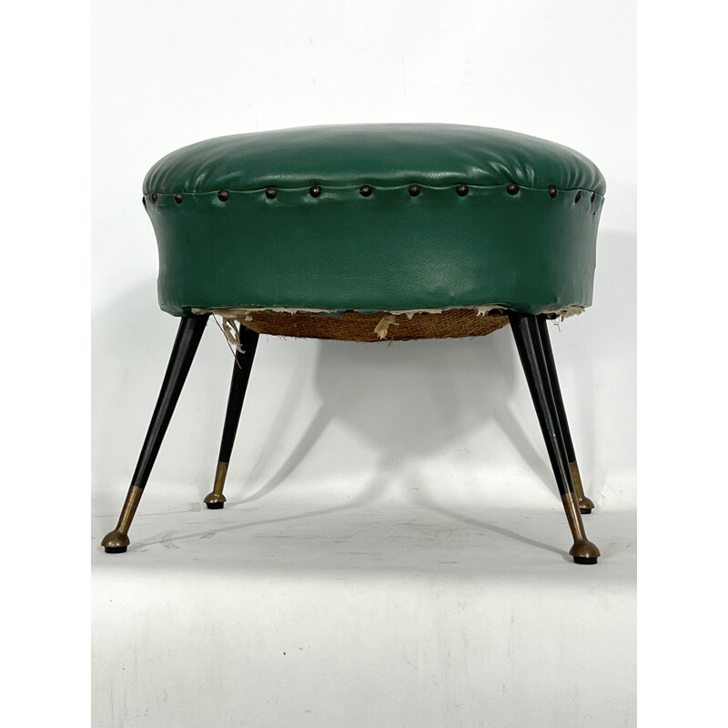 Vintage Italian leatherette pouf, 1950s