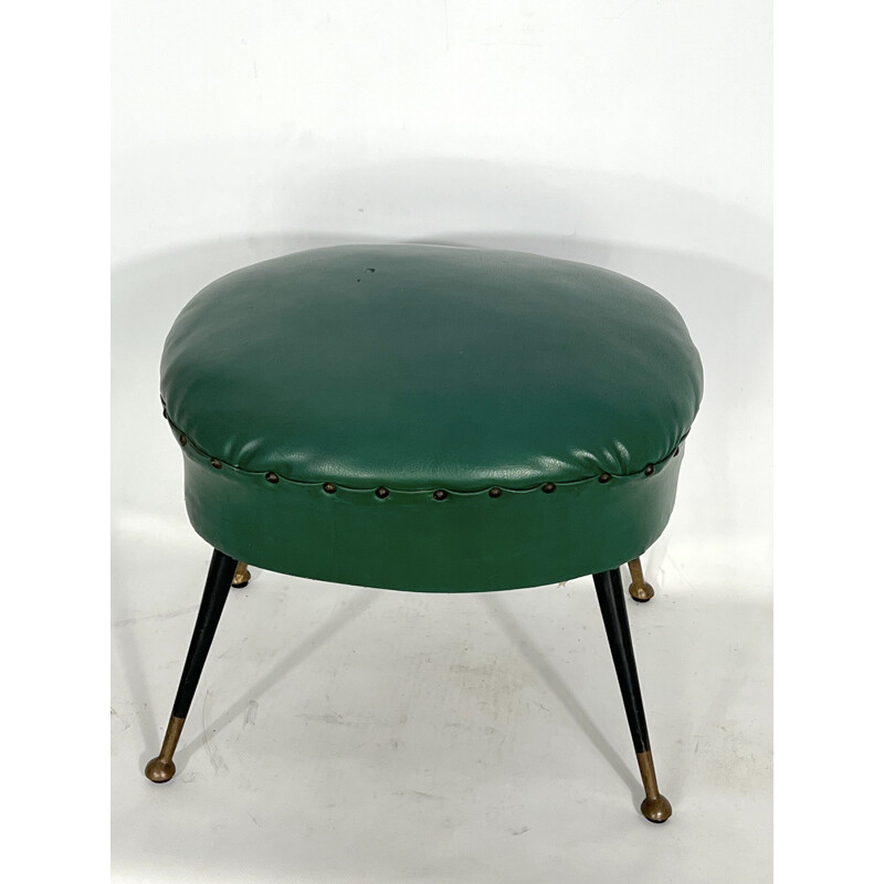 Pouf italien vintage en similicuir, 1950