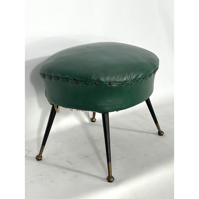 Vintage pouffe italiana em pele, 1950