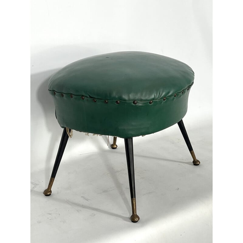 Vintage Italian leatherette pouf, 1950s