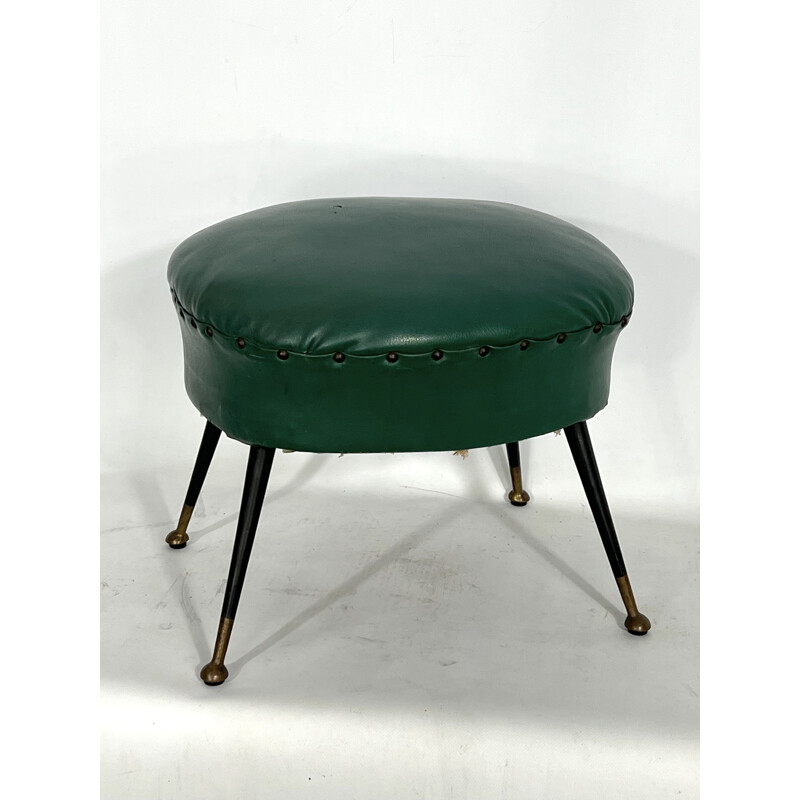 Pouf italiano vintage in similpelle, 1950