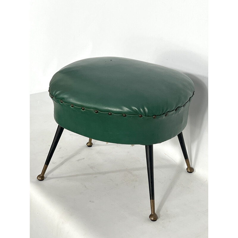 Pouf italiano vintage in similpelle, 1950