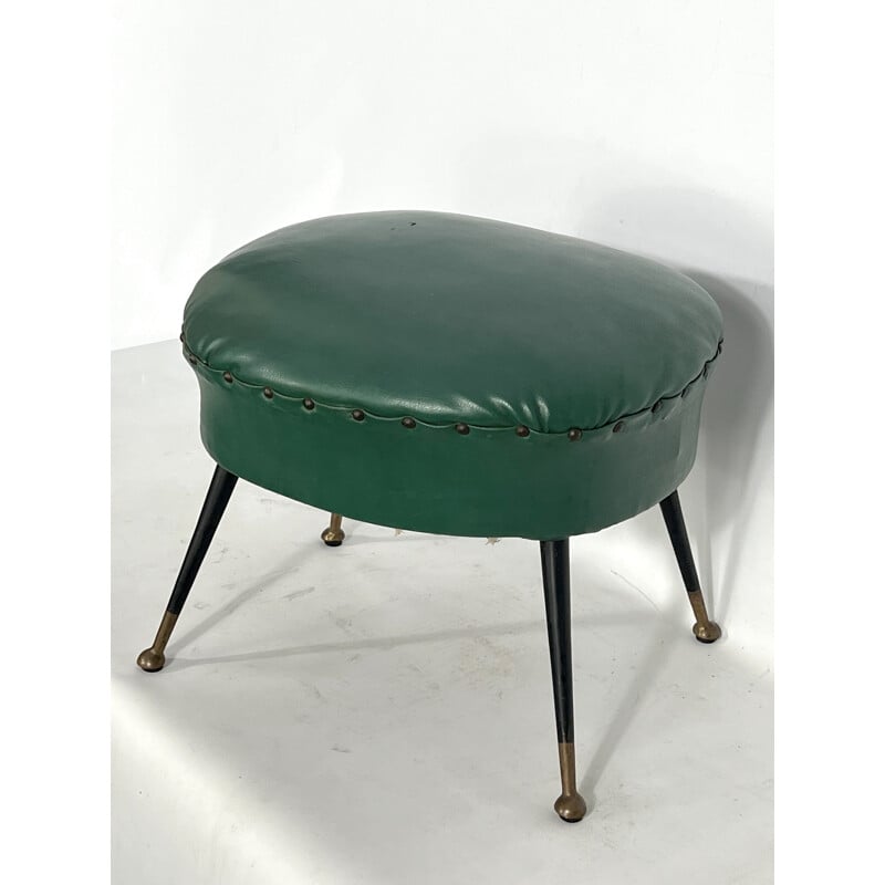 Vintage Italian leatherette pouf, 1950s