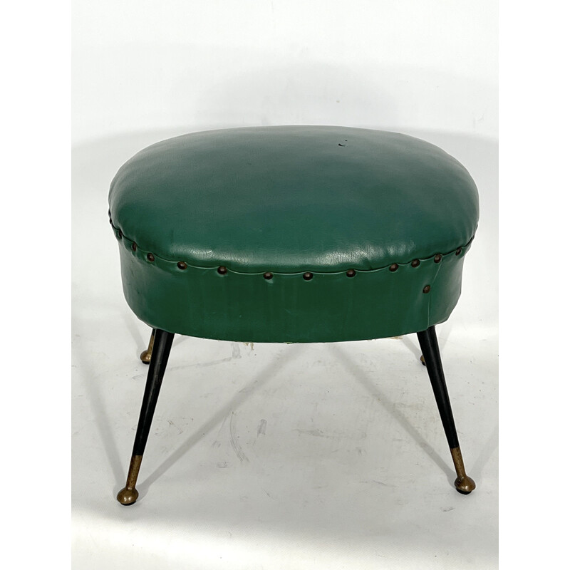 Vintage Italian leatherette pouf, 1950s