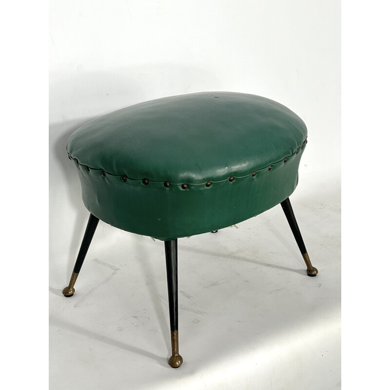 Vintage pouffe italiana em pele, 1950