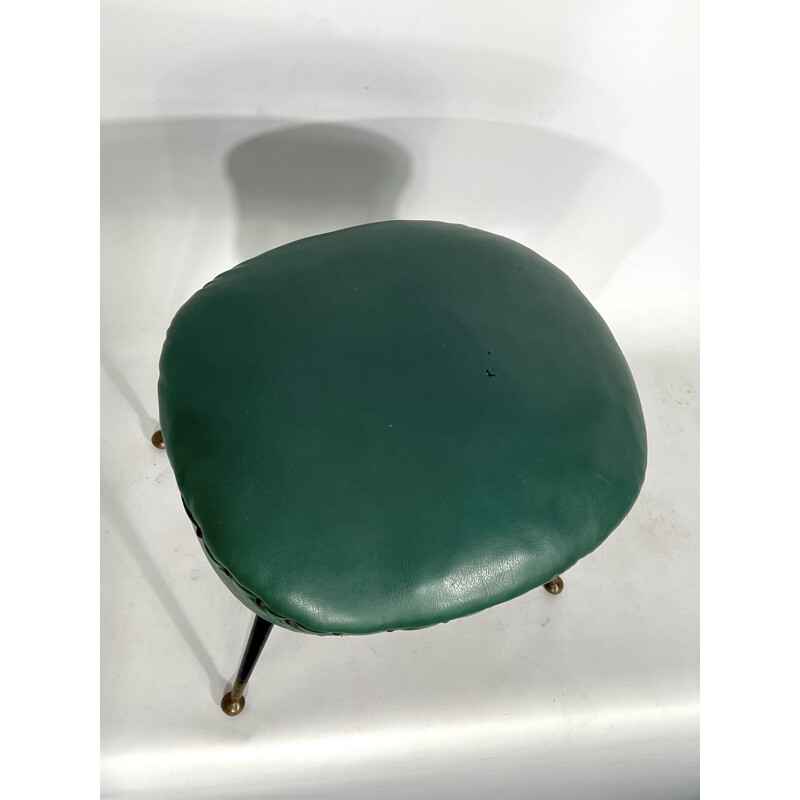 Vintage pouffe italiana em pele, 1950