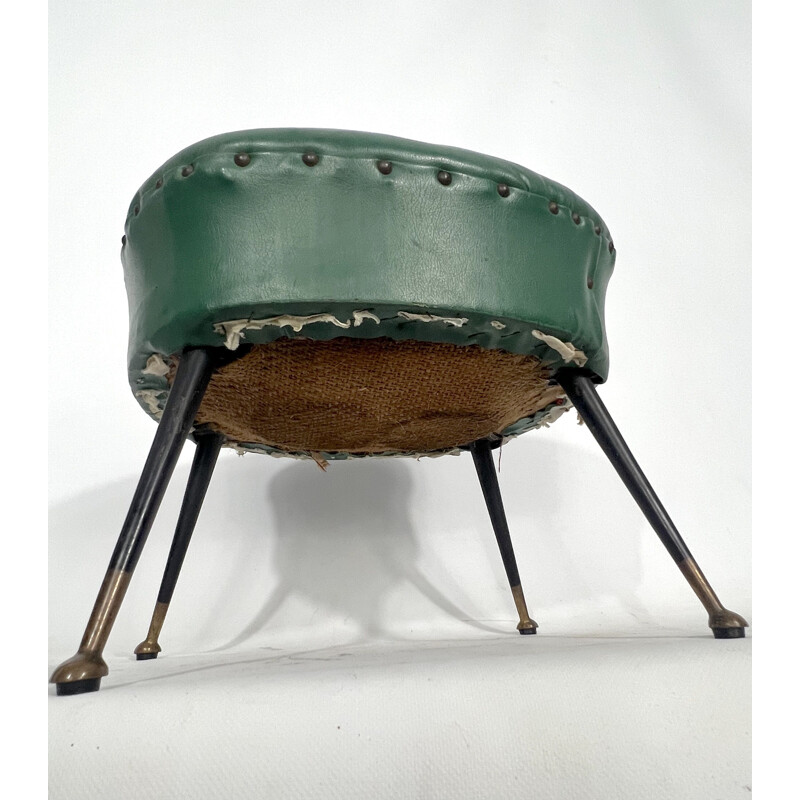 Vintage Italian leatherette pouf, 1950s