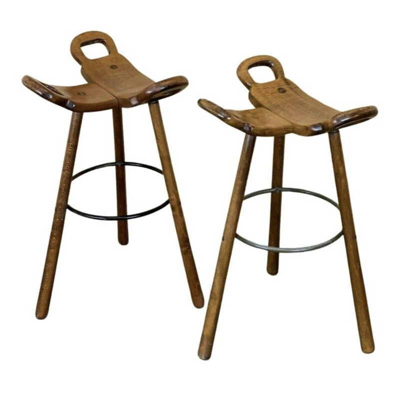 Paire de tabourets de bar vintage par Carl Malmsten, Suède 1950-1960