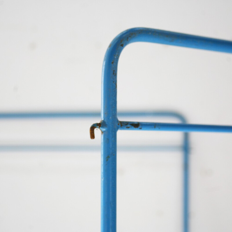 Blue tubular steel screen clothes-stand - 1950s