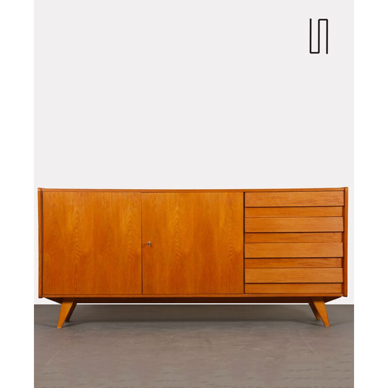 Vintage oakwood sideboard model U-460 by Jiroutek for Interier Praha, 1960