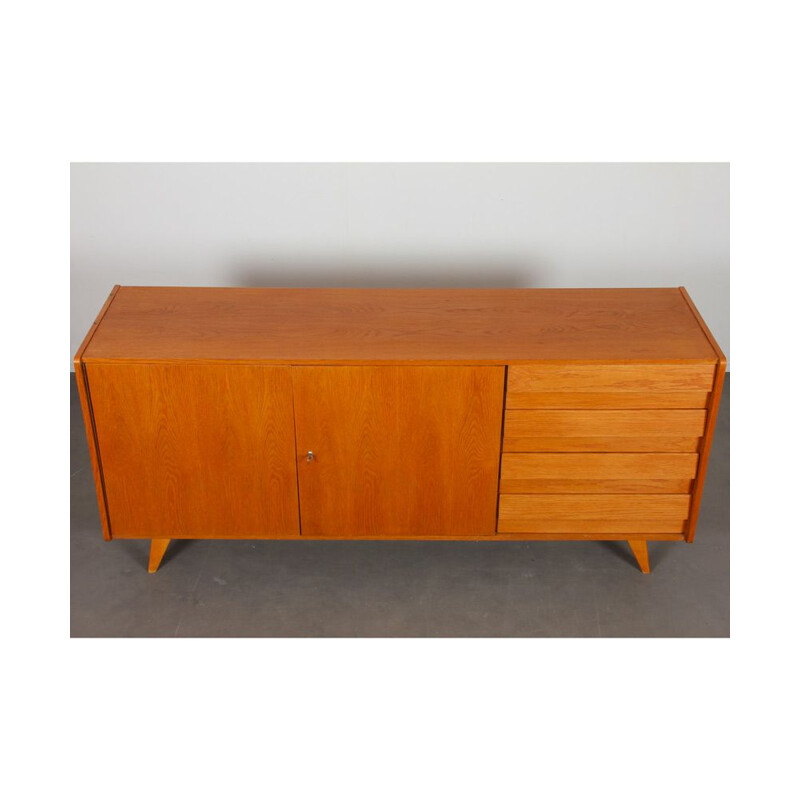 Vintage oakwood sideboard model U-460 by Jiroutek for Interier Praha, 1960