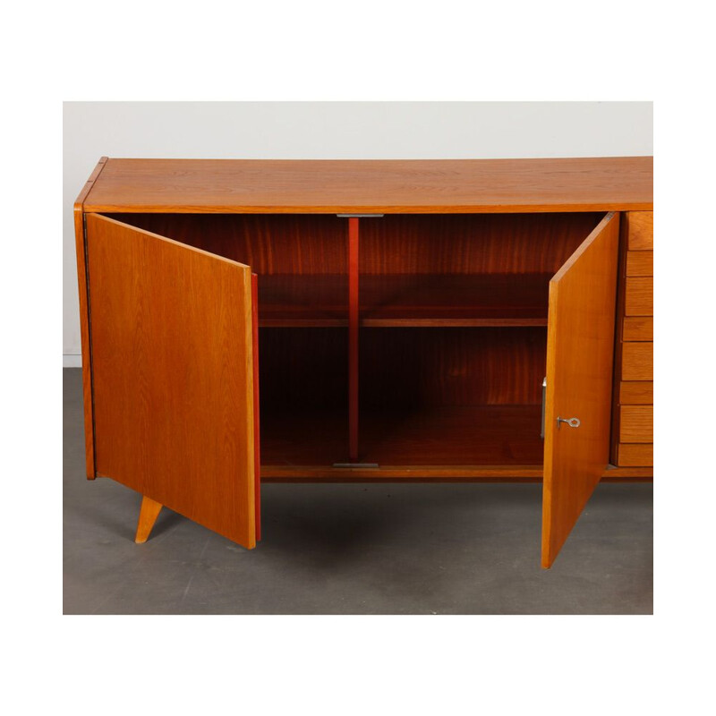 Vintage oakwood sideboard model U-460 by Jiroutek for Interier Praha, 1960