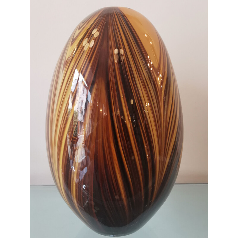 Vintage ovoid vase in Murano glass, 1970