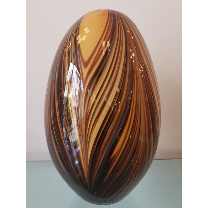 Vintage ovoid vase in Murano glass, 1970