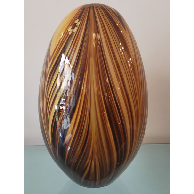 Vintage ovoid vase in Murano glass, 1970