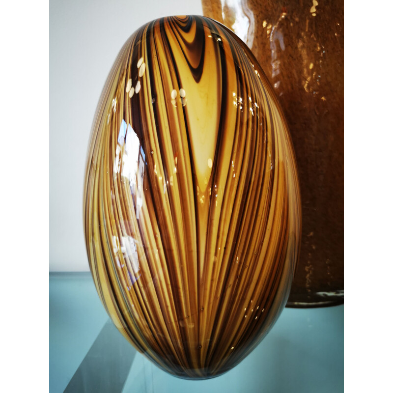 Vase vintage ovoide en verre de Murano, 1970