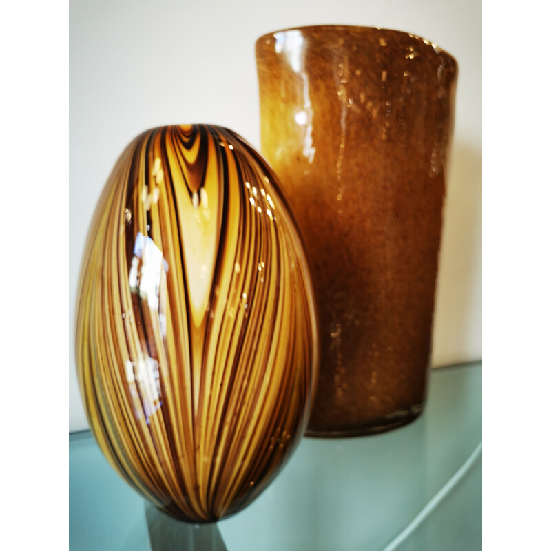 Vaso ovoidale vintage in vetro di Murano, 1970