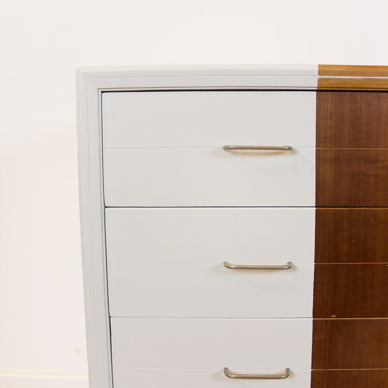 Mid century teak and beechwood chest of drawers, Spain 1960s