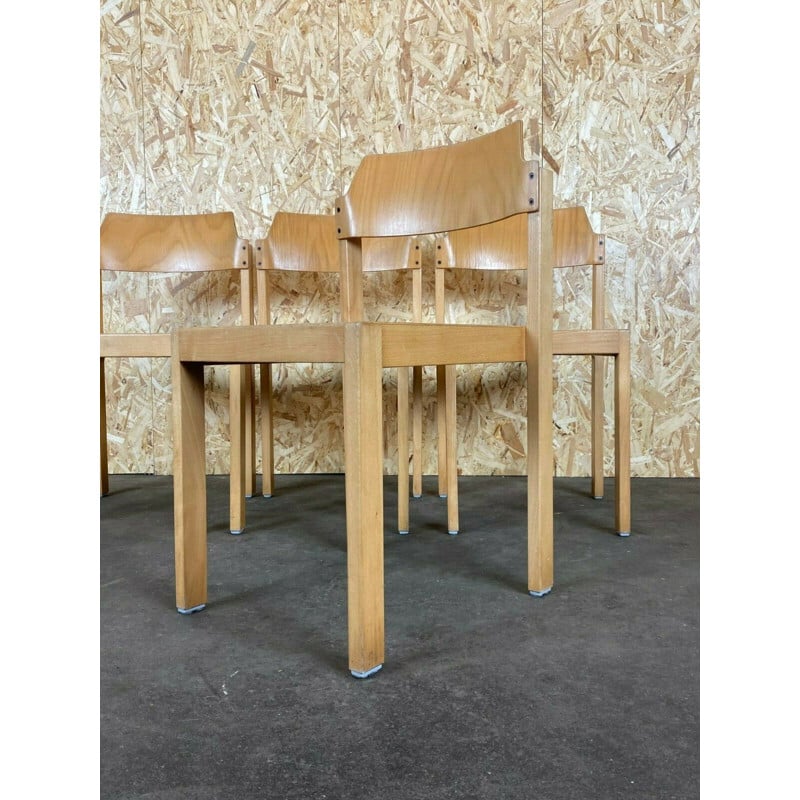 Ensemble de 4 chaises vintage en bois par Schlapp, 1970-1980