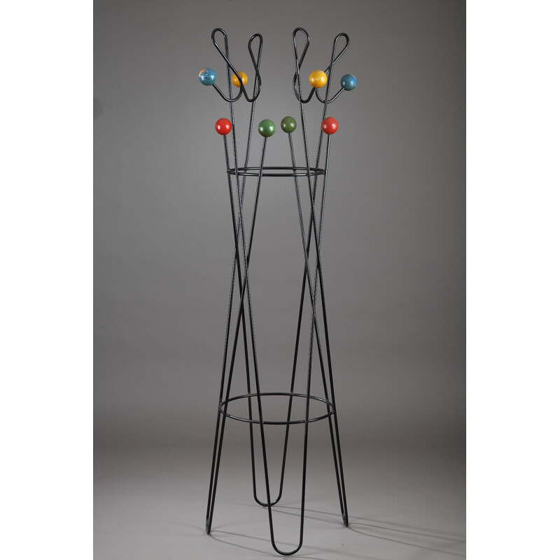 Mid-century metal coat rack, Roger FERAUD - 1950s