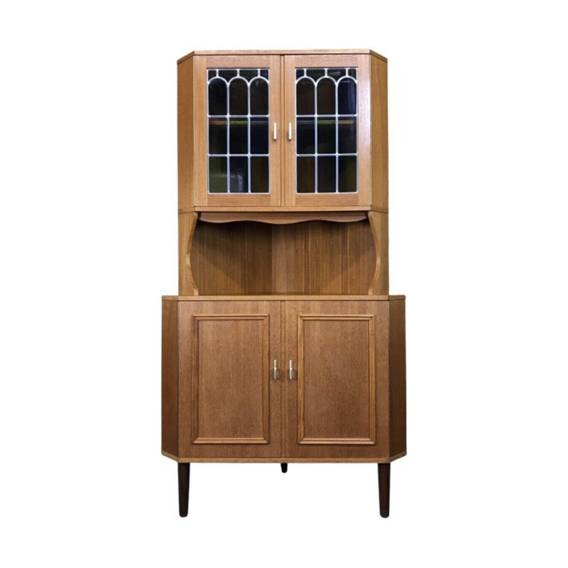 Danish vintage teak corner display cabinet, 1960-1970s