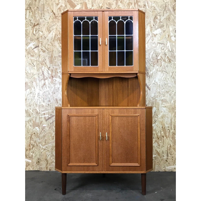 Danish vintage teak corner display cabinet, 1960-1970s