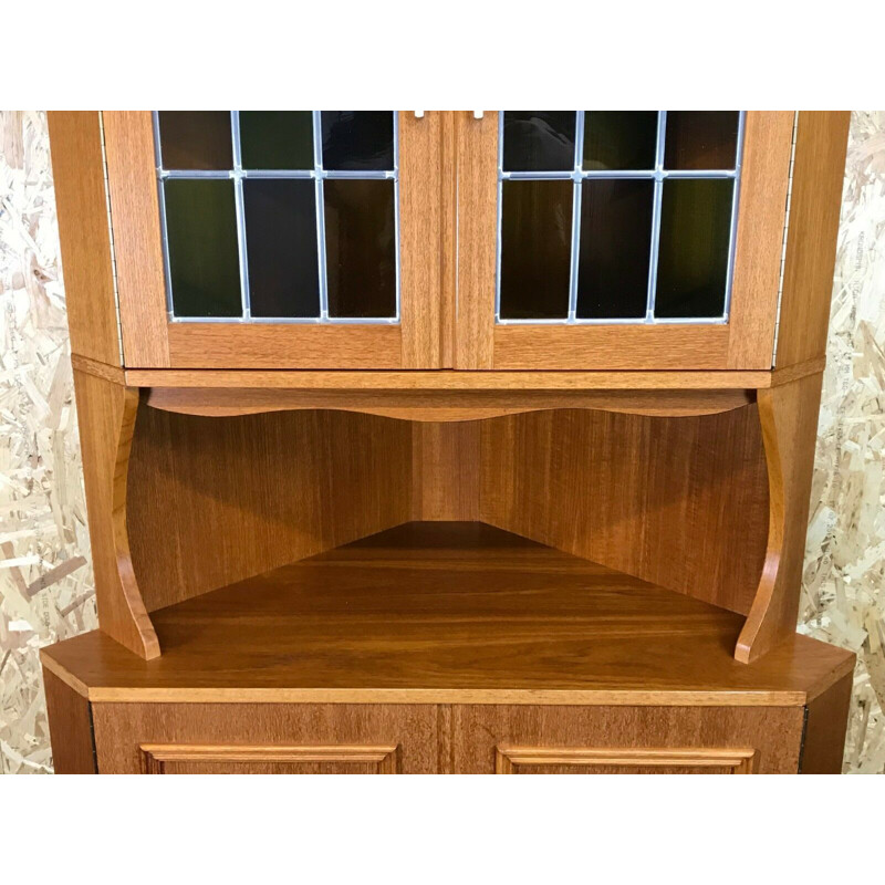 Danish vintage teak corner display cabinet, 1960-1970s