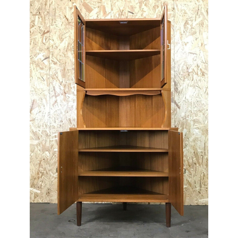 Danish vintage teak corner display cabinet, 1960-1970s