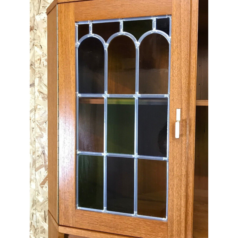 Danish vintage teak corner display cabinet, 1960-1970s