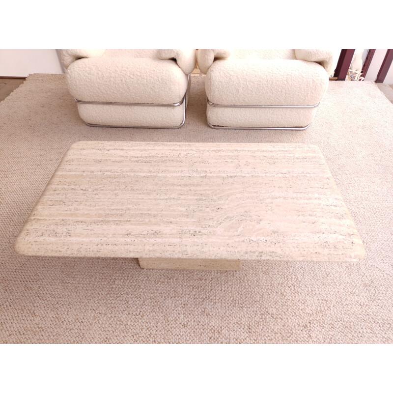 Vintage travertine coffee table by Roche Bobois, 1970