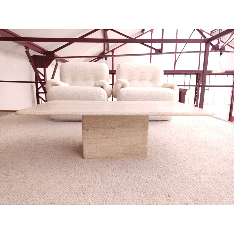 Vintage travertine coffee table by Roche Bobois, 1970