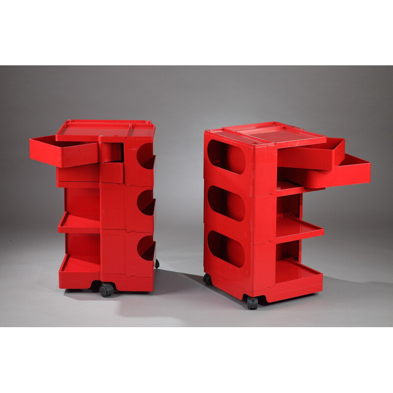 Bieffeplast "Boby" red rolling trolley, Joe COLOMBO - 1980s