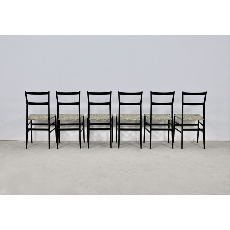 Set of 6 vintage Superleggera chairs by Gio Ponti for Cassina, 1950