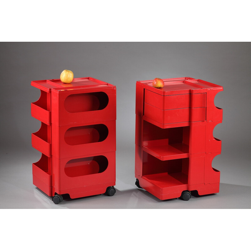 Bieffeplast "Boby" red rolling trolley, Joe COLOMBO - 1980s