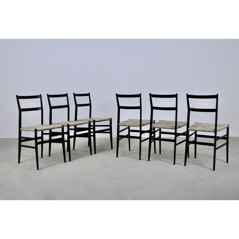 Conjunto de 6 cadeiras Superleggera vintage de Gio Ponti para Cassina, 1950
