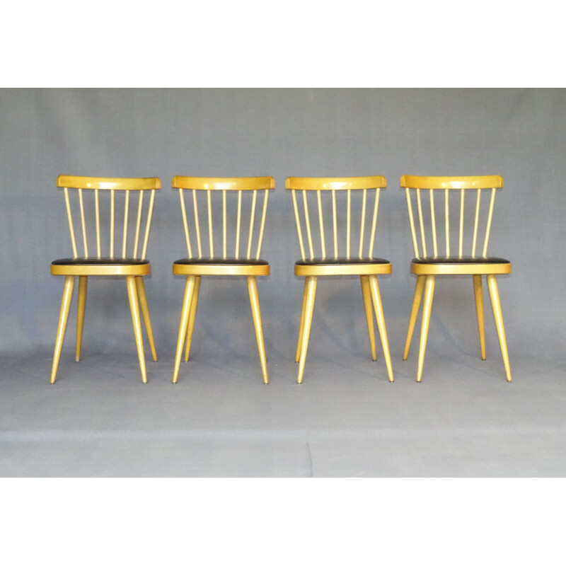 Set of 4 Scandinavian vintage chairs by Baumann, 1960