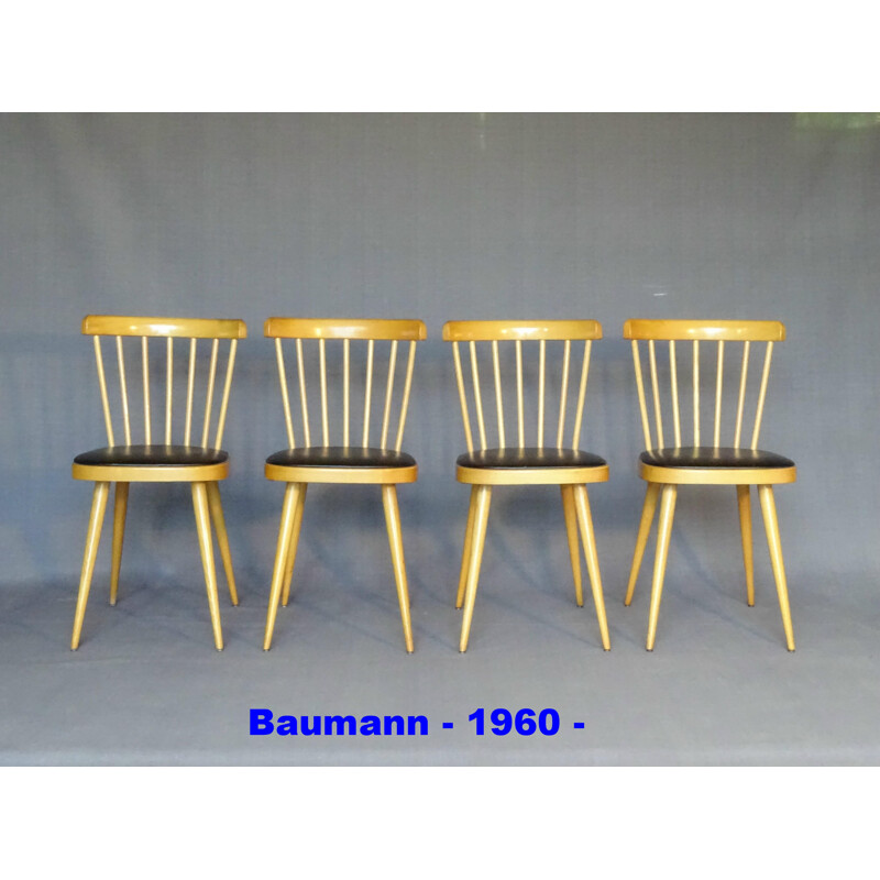 Set of 4 Scandinavian vintage chairs by Baumann, 1960