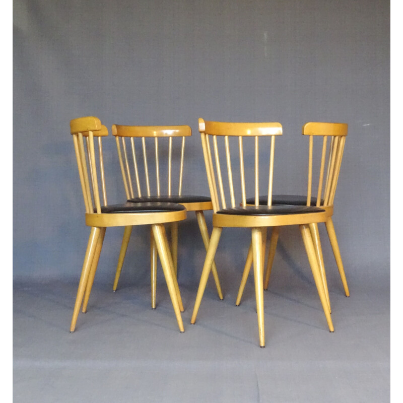 Set of 4 Scandinavian vintage chairs by Baumann, 1960