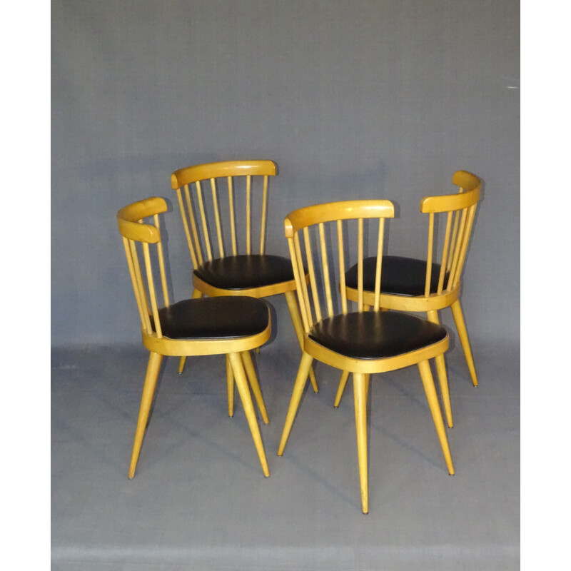 Set of 4 Scandinavian vintage chairs by Baumann, 1960