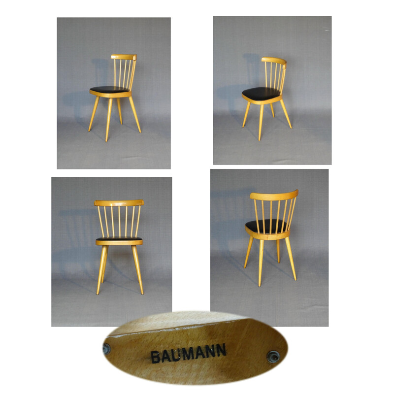 Set of 4 Scandinavian vintage chairs by Baumann, 1960