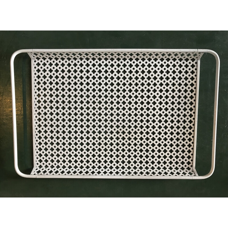 Vintage perforated metal tray by Mathieu Matégot, 1950