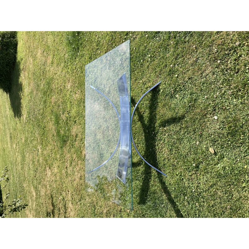 Vintage chrome coffee table with tempered replacement glass, 1960