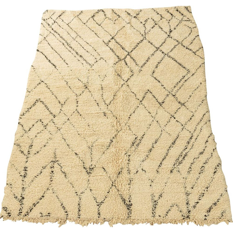 Tapis berbère vintage à motif traditionnel en laine, Maroc