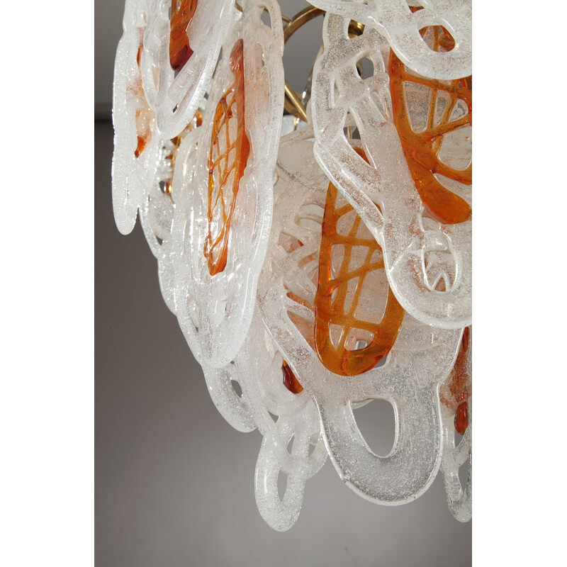 Metal and Murano glass italian chandelier - 1960s