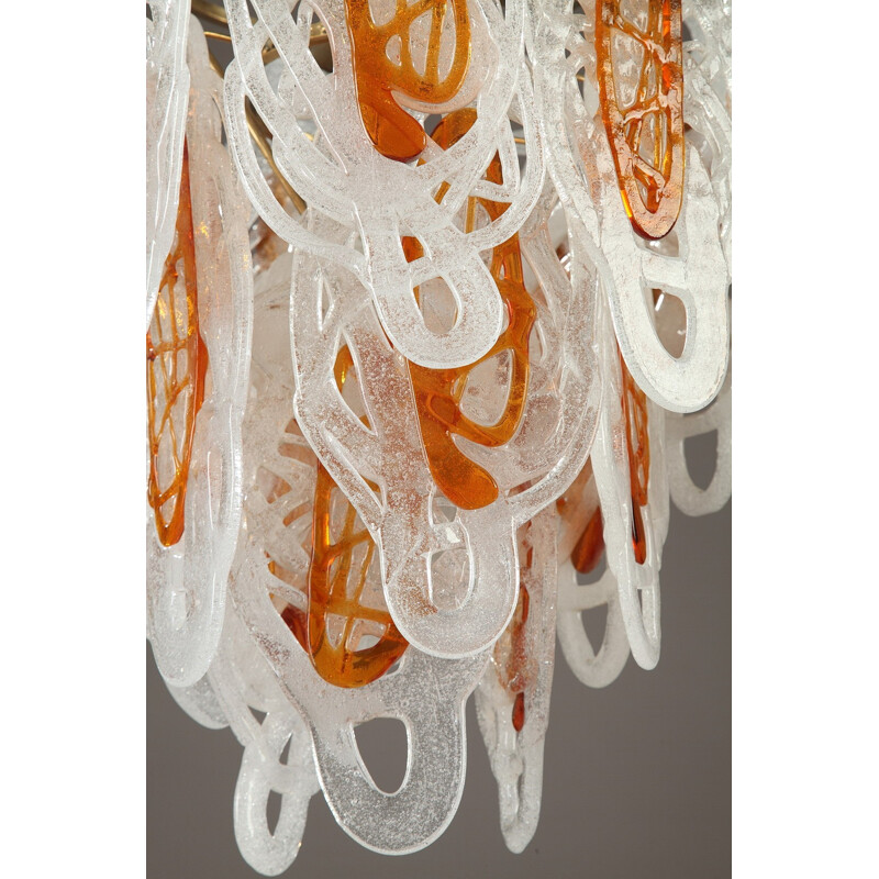 Metal and Murano glass italian chandelier - 1960s