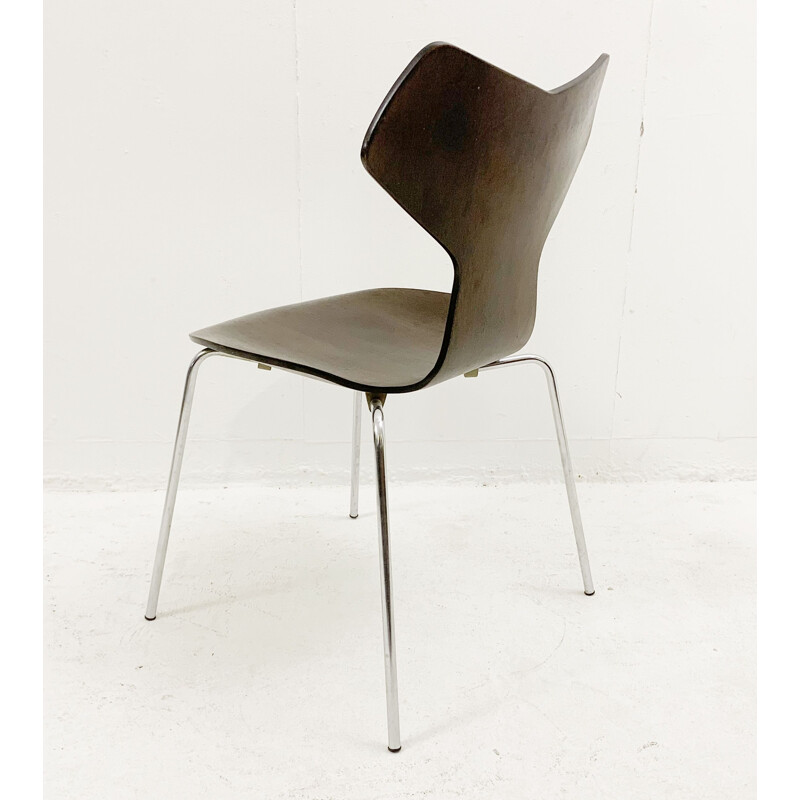 Satz von 6 Vintage-Stühlen aus Holz und Metall von Arne Jacobsen für Fritz Hansen, Dänemark 1960